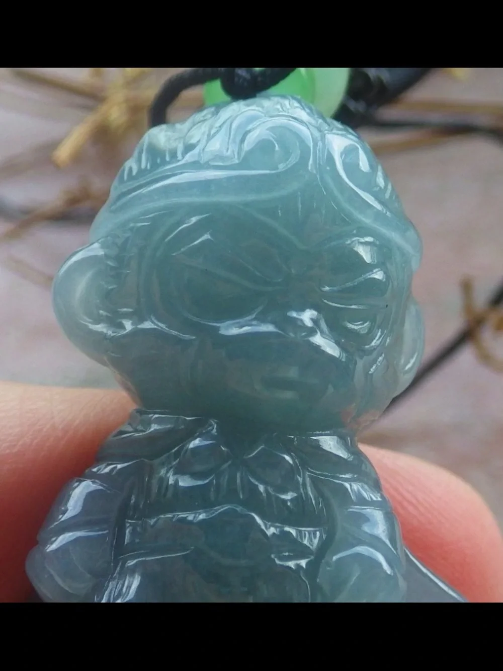 Blue Stone certificate jadeite Jade sun wukong Pendant monkey king water blue